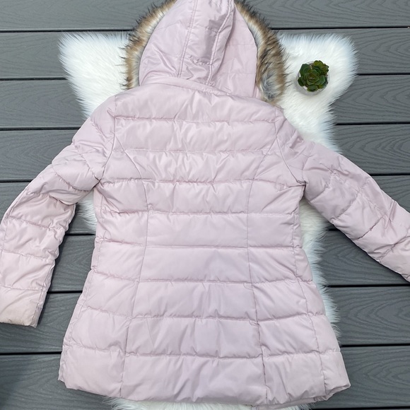 INC midi pink puffer jacket with removable fur hood - Picture 6 of 7